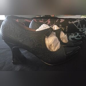 John Fluevog Black Embossed Heels